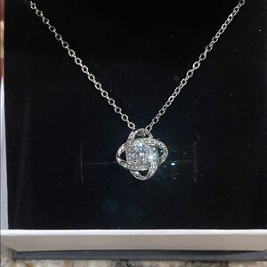18in Silver Necklace with Crystal Pendant